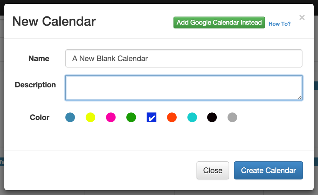 Create a new calendar