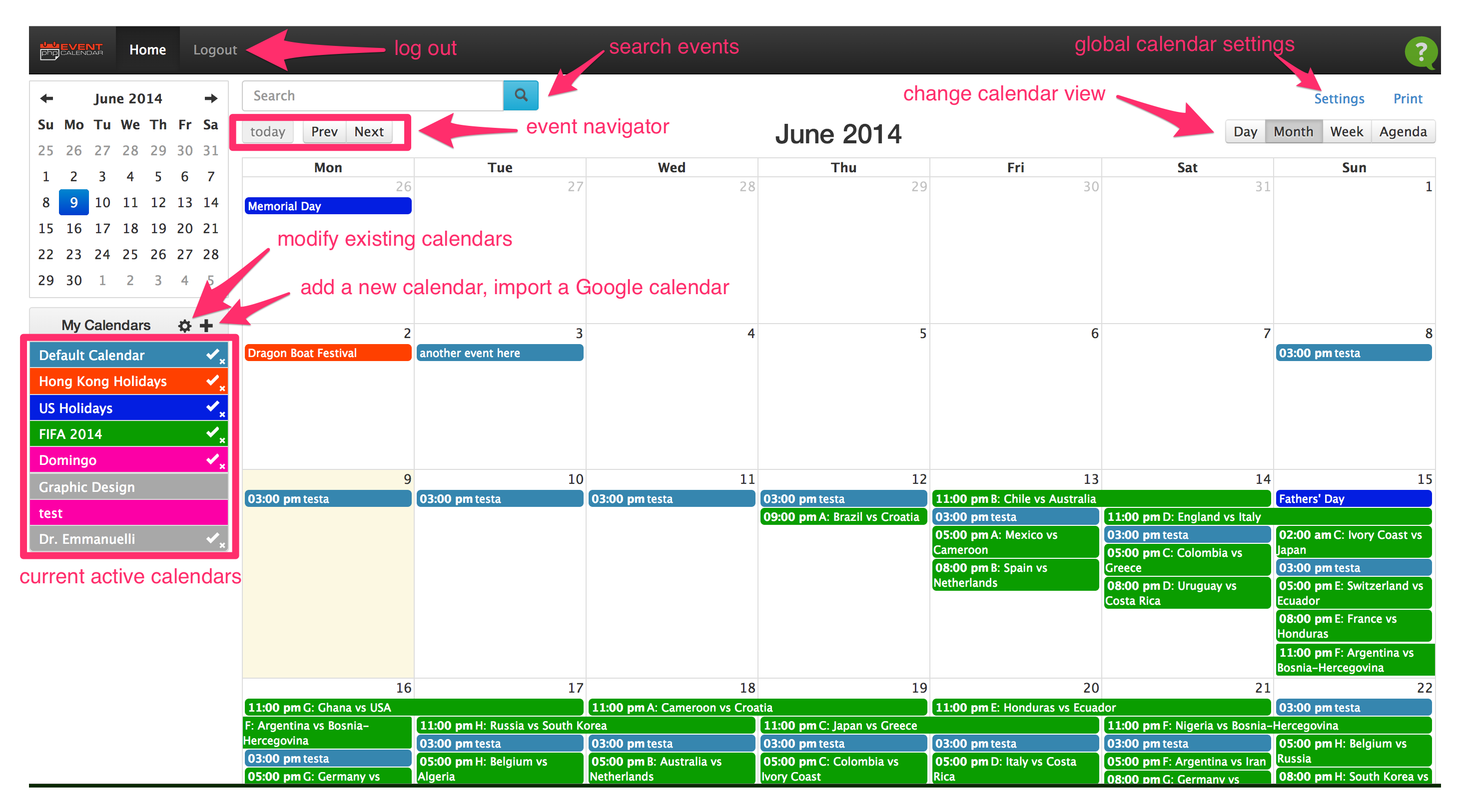 Calendar Overview PHP Event Calendar